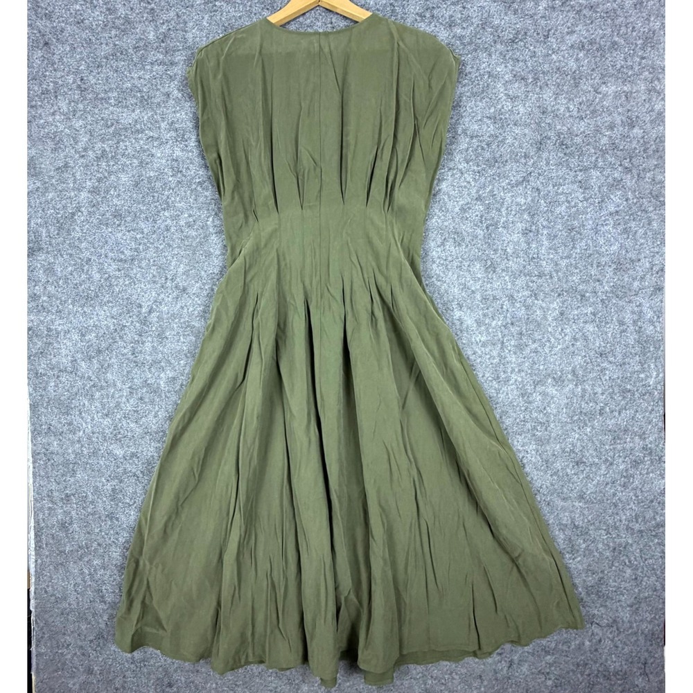 Nordstrom A-Line Dress Womens Small Green Pleated Sleeveless Outdoorsy Flowy